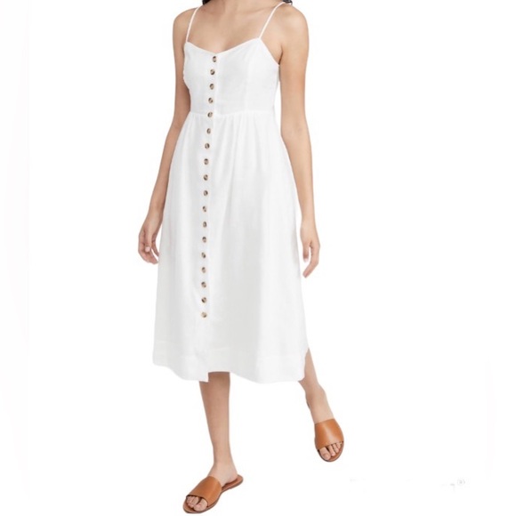 H&M linen blend button down cami midi dress - Picture 2 of 13